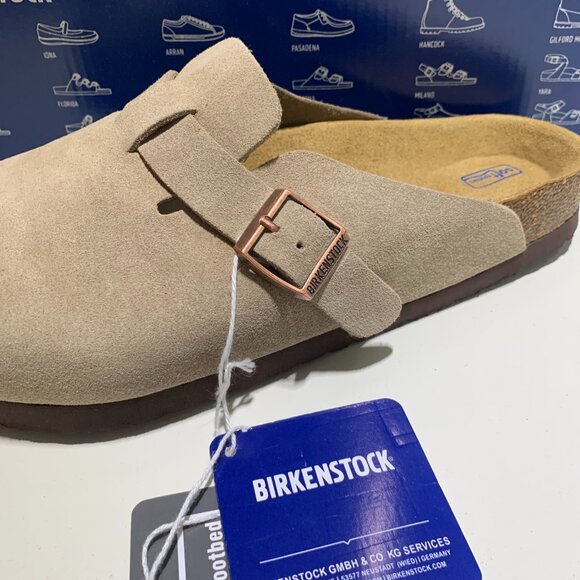 Birkenstock Boston Wome Taupe Suede Leather Soft Footbed New w/box Narrow/Wide - Picture 8 of 9